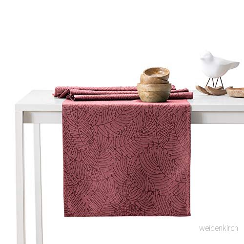 AmeliaHome Bordslöpare 30 x 80 cm lotuseffekt vattenavvisande blad gammalrosa Gaia 4251758685735