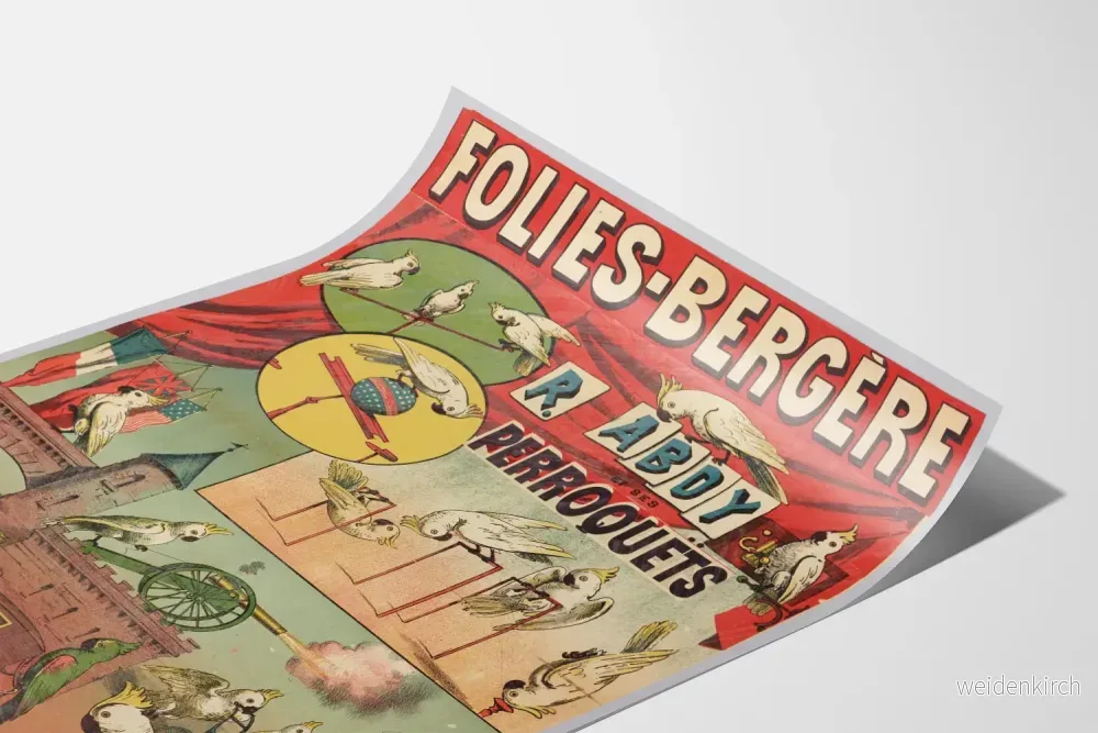 Vintageposter Folies Bergère R. Abdy och hans papegojor - Bild 3