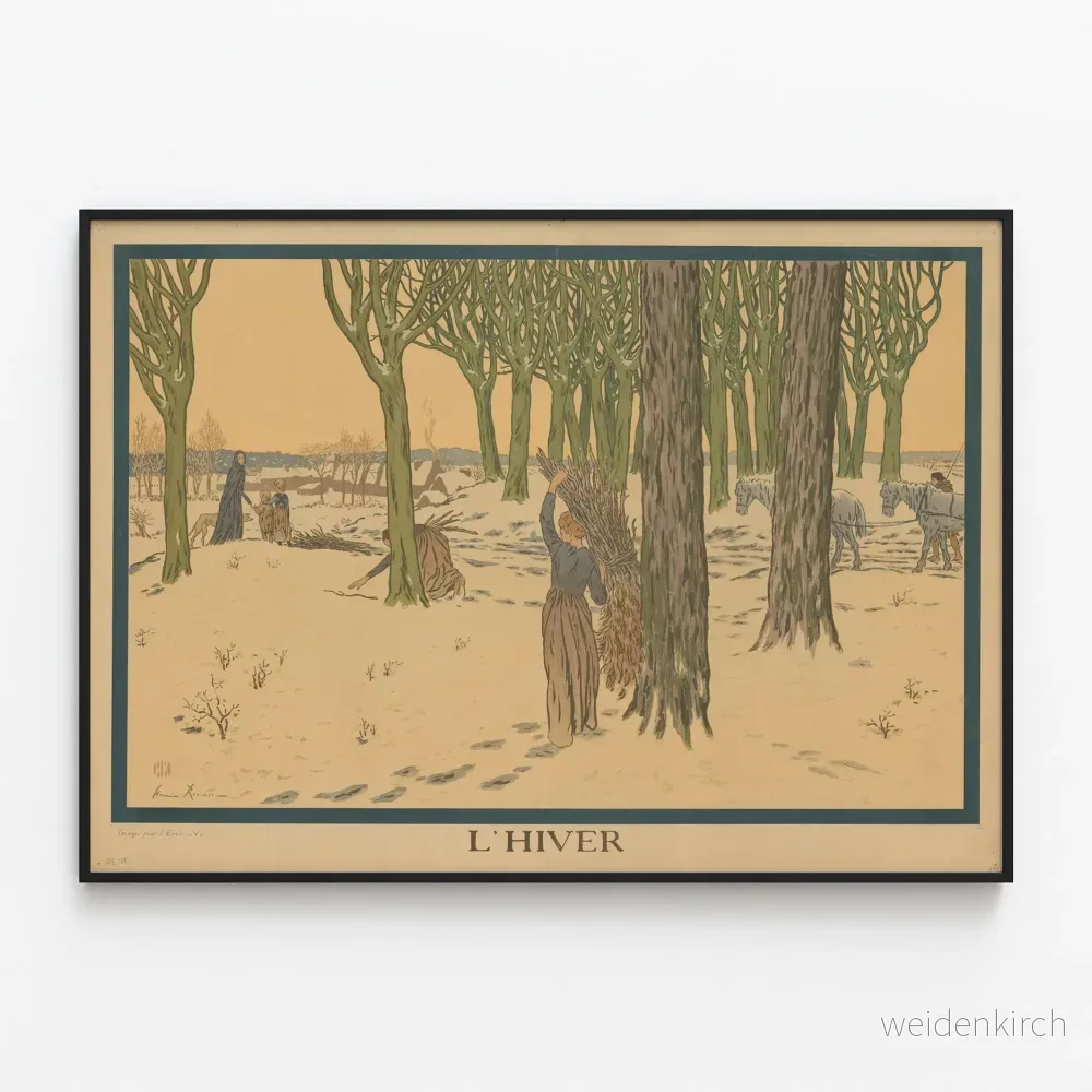 Vintage dekorationposter vinter - Skolillustration