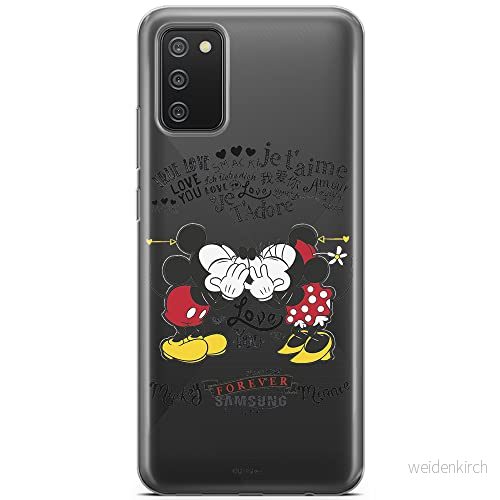 ERT GROUP mobiltelefonfodral för Samsung A02S originalt och officiellt licensierat Disney mönster Mickey & Minnie 005 optimalt anpassad till formen på mobiltelefonen, gedeeltelijk transparant 5903040234013
