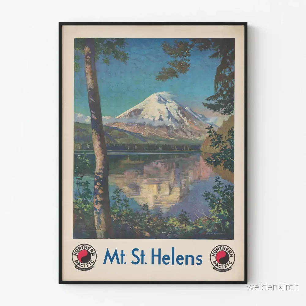 Vintageposter Mt. St. Helens Northern Pacific - Naturväggdekoration