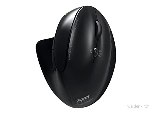 Port CONNECT Ergonomisk mus Bluetooth och trådlös 2,4 GHz tyst uppladdningsbar 5 knappar USB-A/USB-C lutande design svart 3567042030176
