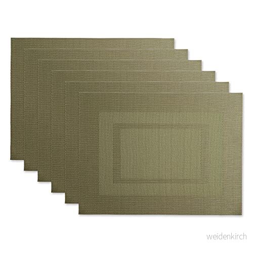 DII PVC bordsskiva kollektion vävd inomhus/utomhus, set med bordstabletter, 13 x 17,25, salviagrön, 6 delar 72456137166