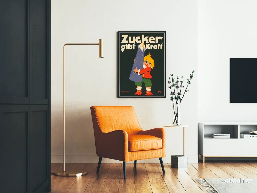 Vintageposter Zucker gibt Kraft med barn och sockerskål - Bild 2