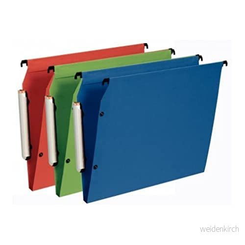 Esselte LGM VisioPlus PP Hängande mappar i A4 format med 200 ark, botten 15 mm, mittavstånd 330 etiketthållare XL, förpackning 10, blandade färger 5024942581446