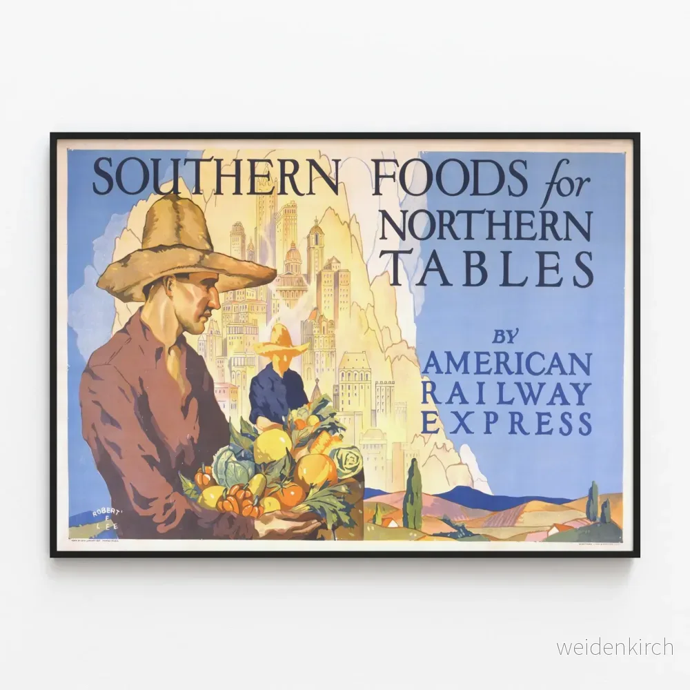 Vintageposter Southern Foods för Northern Tables av American Railway Express