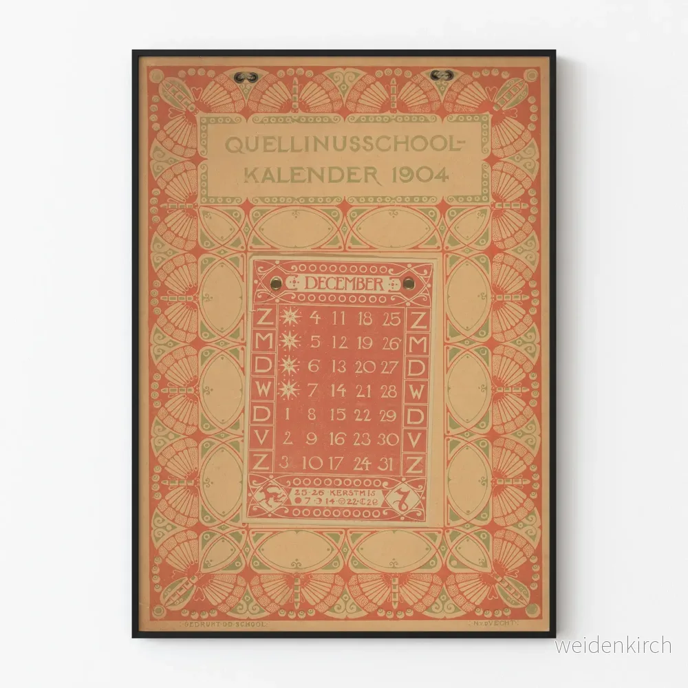 Dekorativ kalenderposter Quellinusskola 1904 december Dekorativ kalenderposter Quellinusskola 1904 december