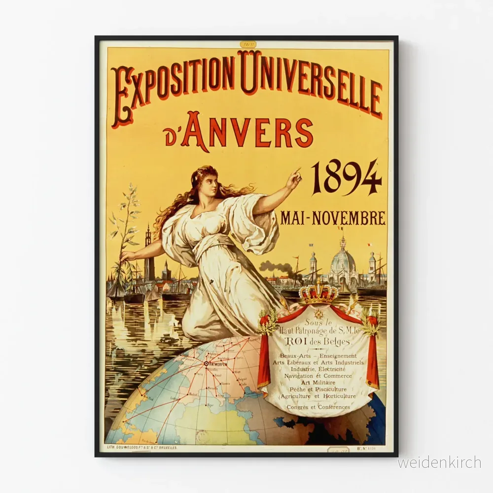 Vintageposter från Världsutställningen i Antwerpen 1894
