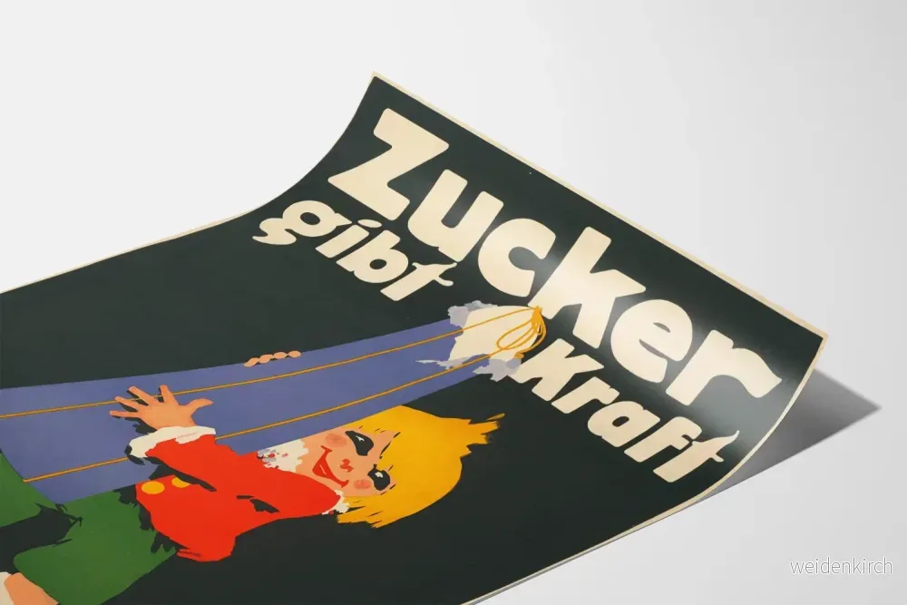 Vintageposter Zucker gibt Kraft med barn och sockerskål - Bild 3