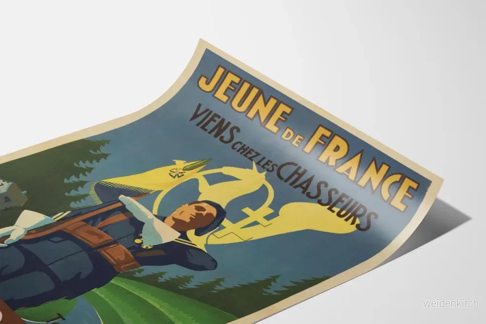 Vintage militär poster Ungdom från Frankrike 10:e BCP Neuville-sur-Ain - Bild 3