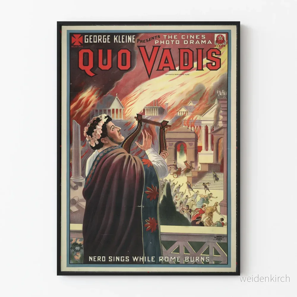 Vintageposter Quo Vadis – Nero sjunger under Roms brand