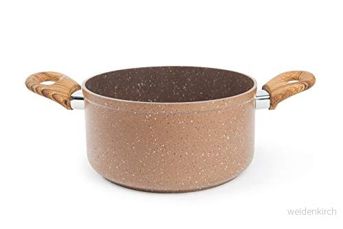 Excelsa trä och stenkastrull 2 handtag 20 cm, smidd aluminium, brun 8004976620035