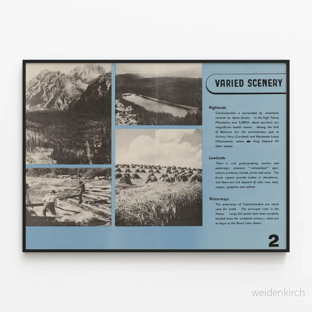 Dekorativ poster ’Varied Scenery’: landskap från Tjeckoslovakien