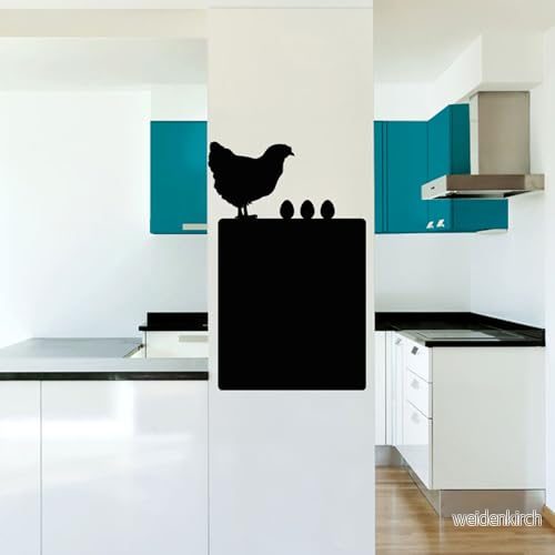 Ambiance Sticker Svart skiffer självhäftande väggklistermärken höna med ägg H55 x L 35 cm 5415231928682