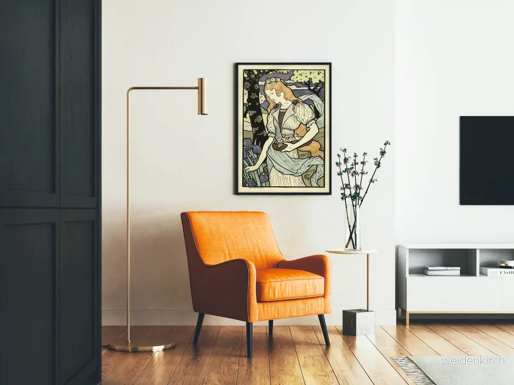 Vintage konstposter med kvinna och blommor, väggdekoration - Bild 2