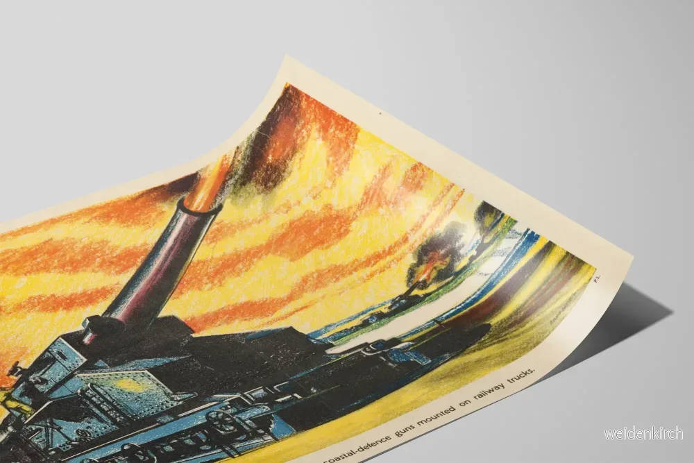 Art Déco-Poster av brittiska kustförsvarskanon på järnvägsspår - Bild 2