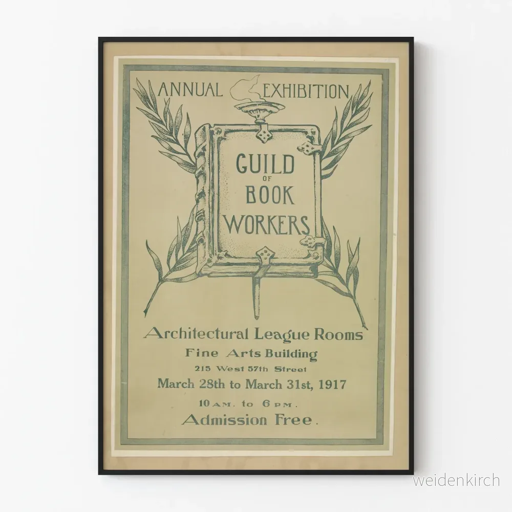 Vintageaffisch för Guild of Book Workers årliga utställning 1917