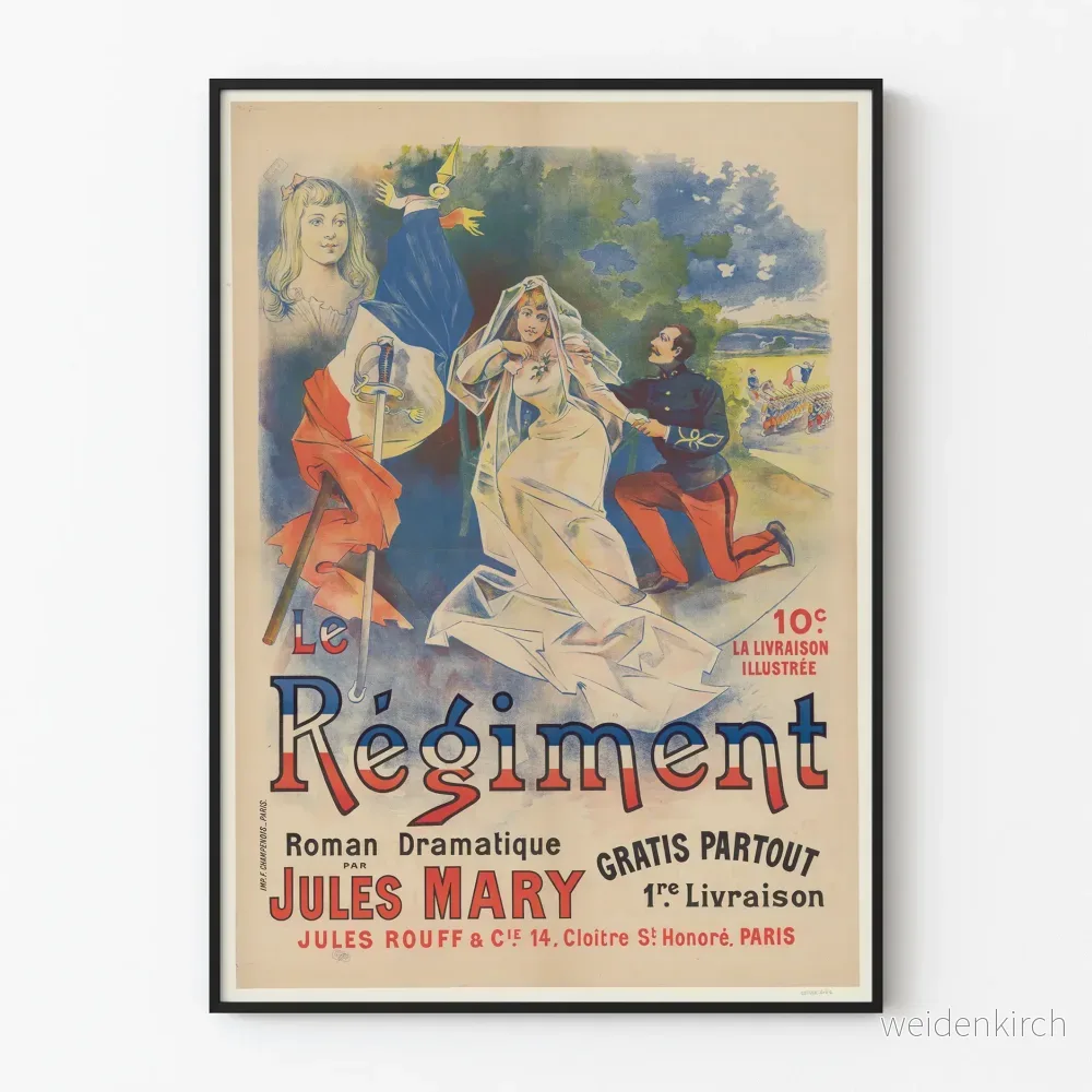 Vintageposter Le Régiment av Jules Mary - Retro militär väggdekoration