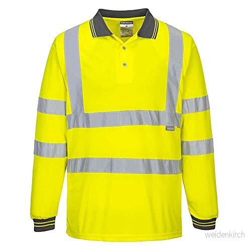 Portwest S277 Hi Vis Lång Ärmad Pikétröja, Regelbunden, Gul, Storlek 4XL 5036108181797