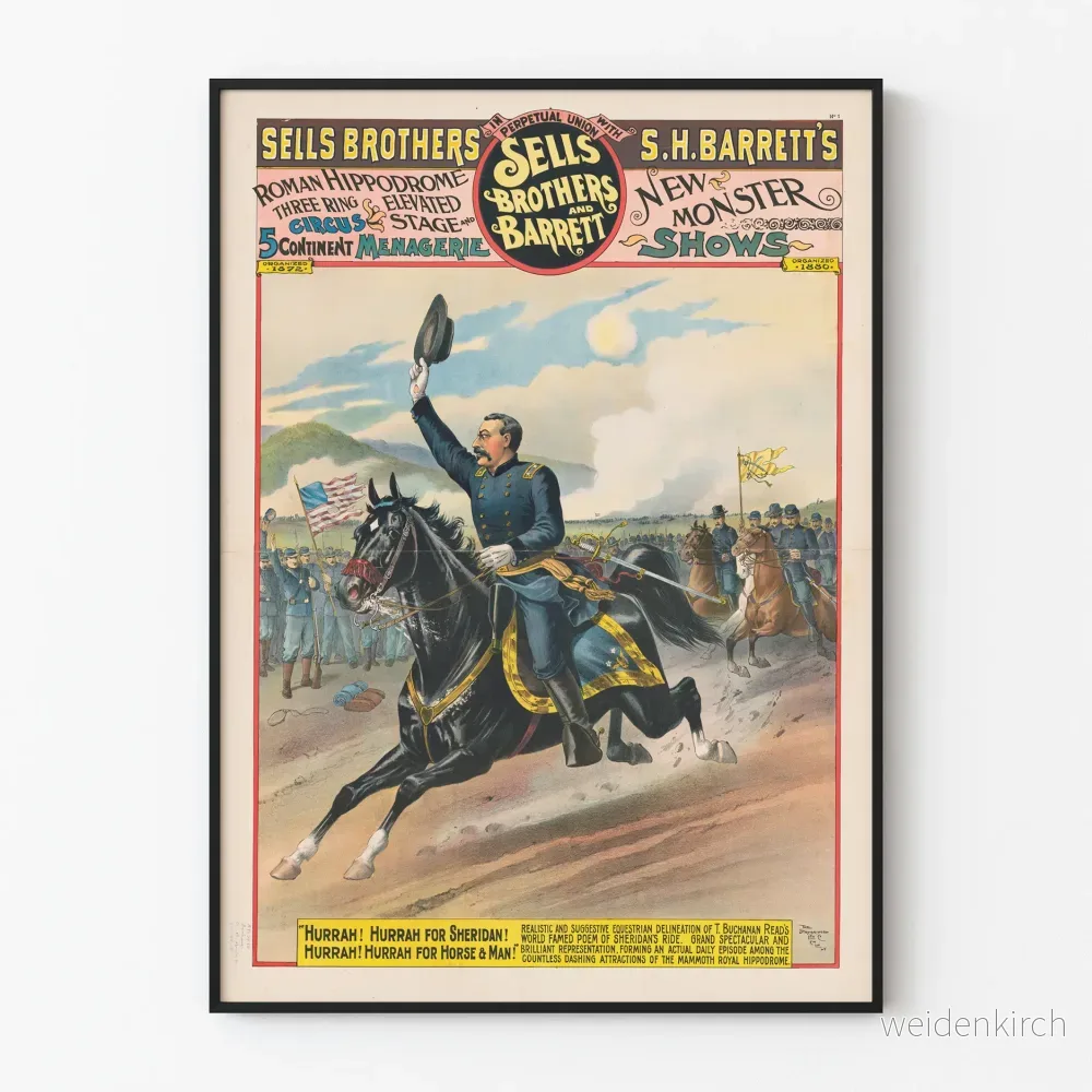 Vintageposter Sells Brothers och Barrett - Sheridan till häst