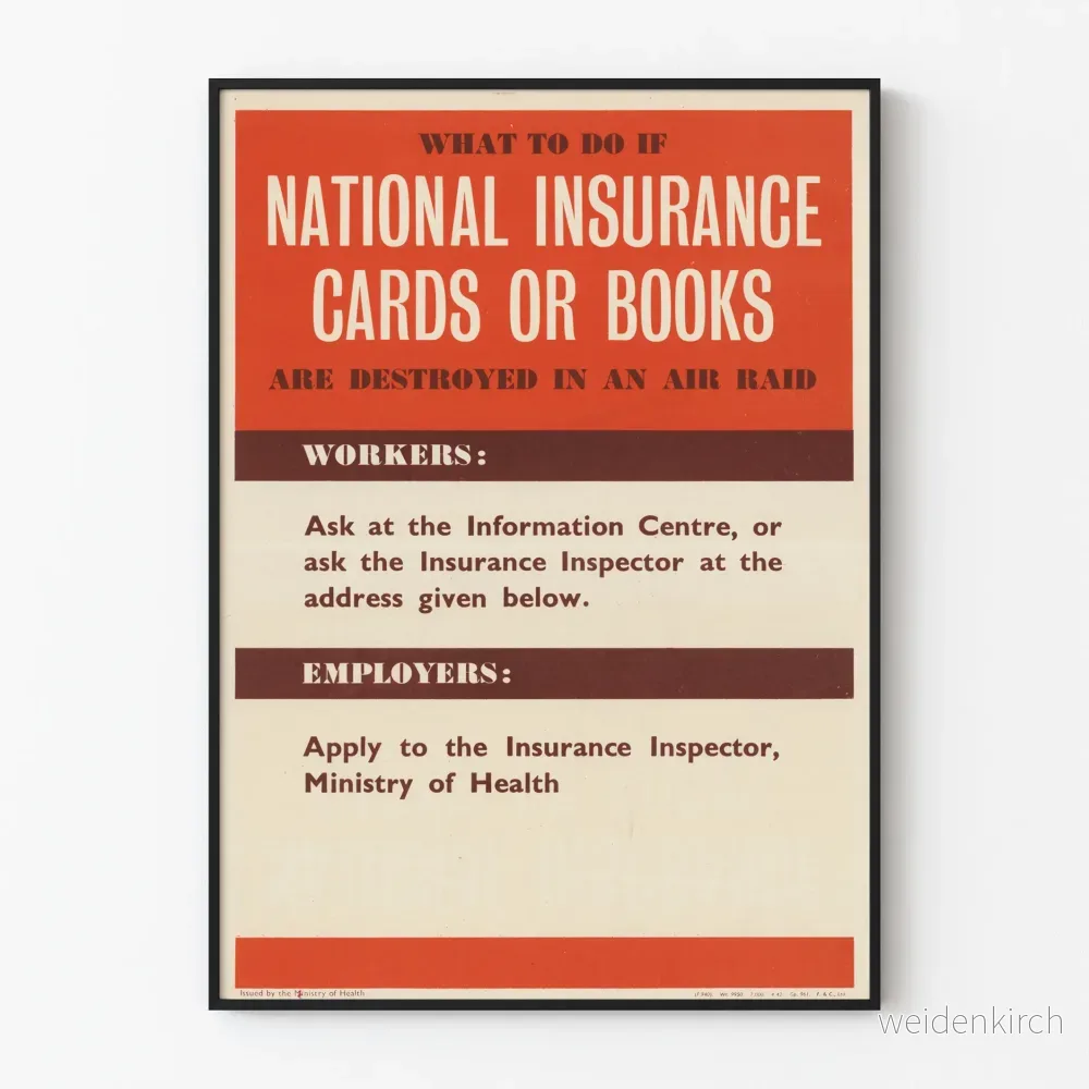 Vintageposter för Nationella Försäkringsrådets råd vid förstörelse vid flyganfall