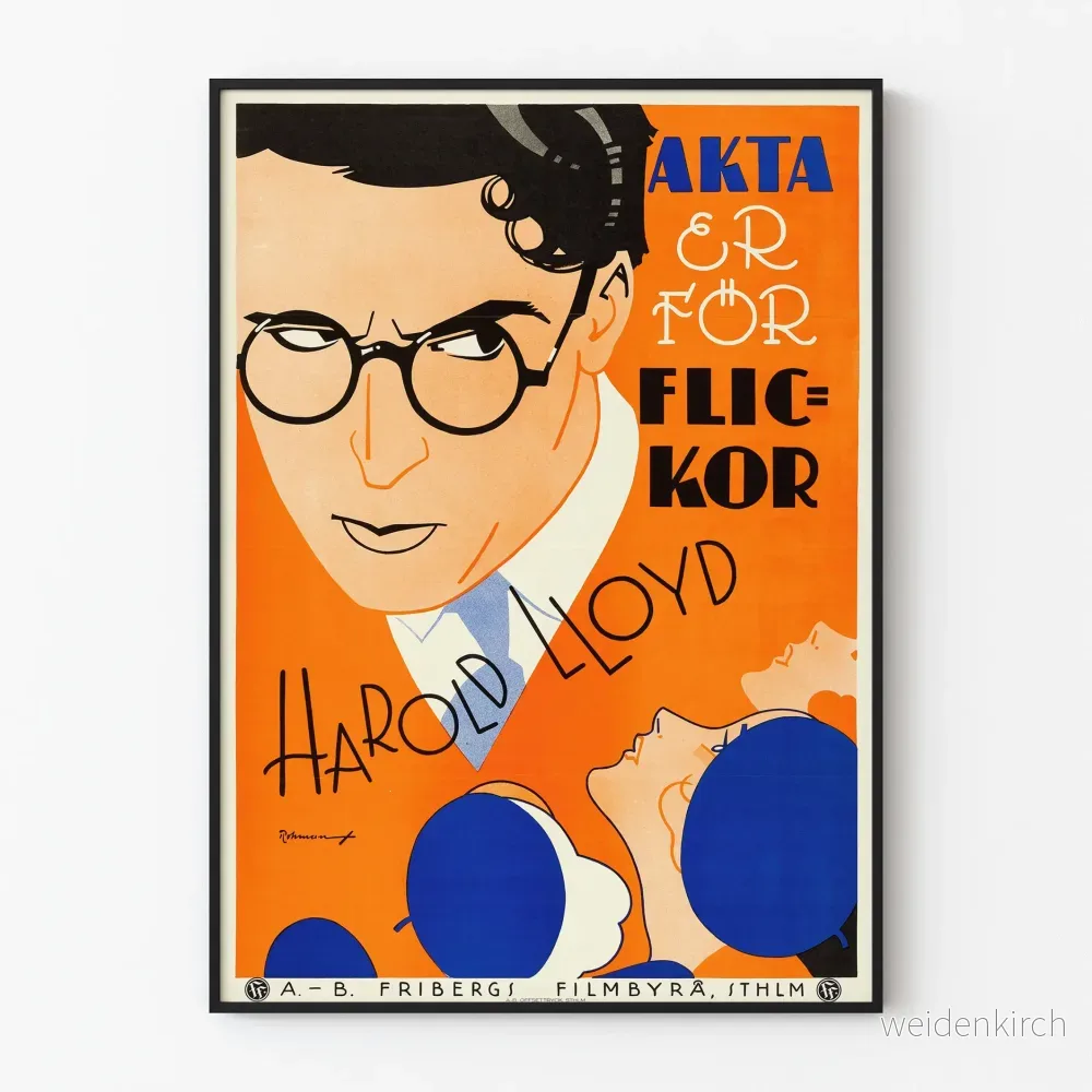 Vintagefilmposter Harold Lloyd Stil Art déco för väggdekoration
