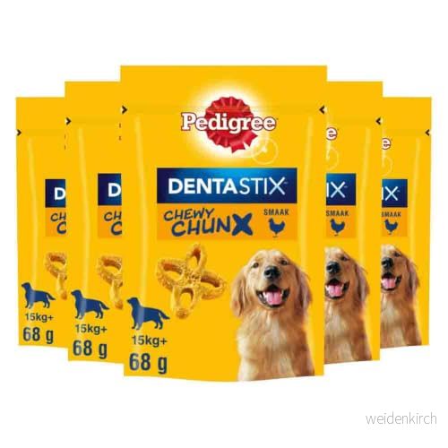 Pedigree® Dentastix Chewy Chunx tandvårdssnacks för stora hundar över 15 kg, med kyckling, 5 x 68 g 4008429131905