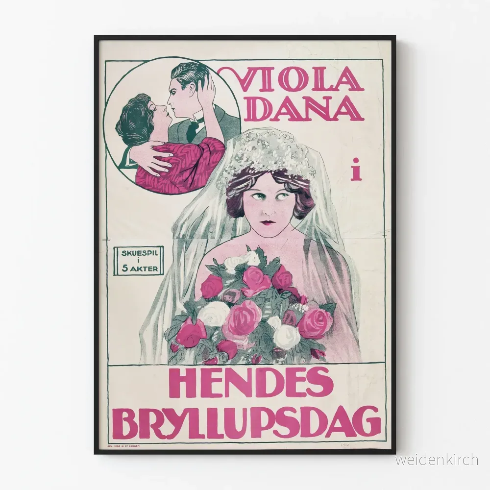 Vintageposter Viola Dana i Hennes Bröllopsdag för väggdekoration