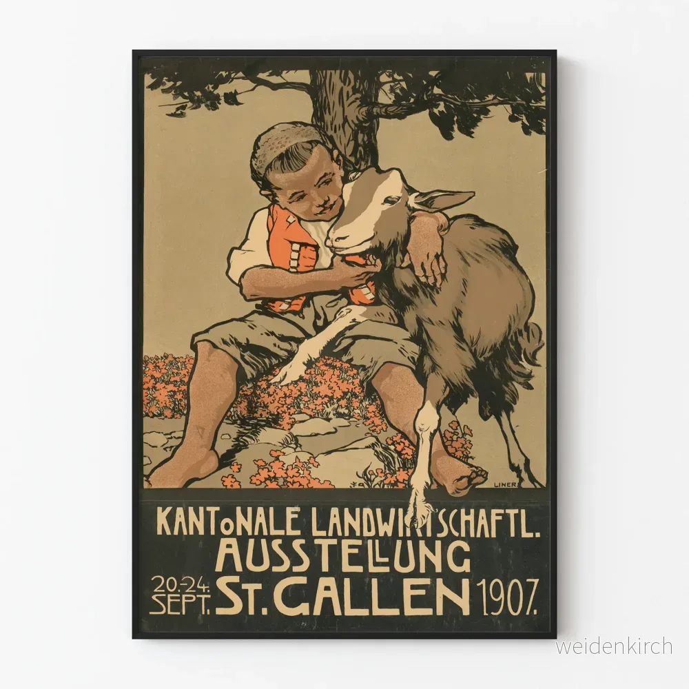 Vintageaffisch för kantonutställningen i jordbruk i St Gallen 1907 Vintageaffisch för kantonutställningen i jordbruk i St Gallen 1907
