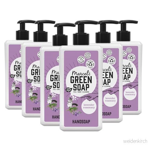 Marcel's Green Soap Handtvål lavendel & rosmarin Dispenser för flytande tvål 100% miljövänlig vegansk 97% biologiskt nedbrytbar 6 pack 500 ml 8719325558067