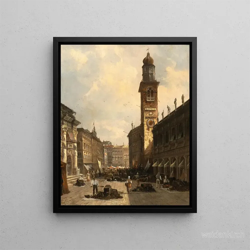 Målning Place des Seigneurs de Vicence – August von Siegen Målning Place des Seigneurs de Vicence – August von Siegen