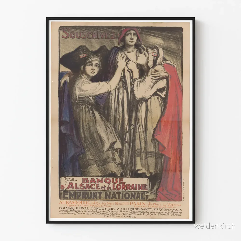 Vintageposter för Nationalutlåning, Banque d'Alsace et de Lorraine