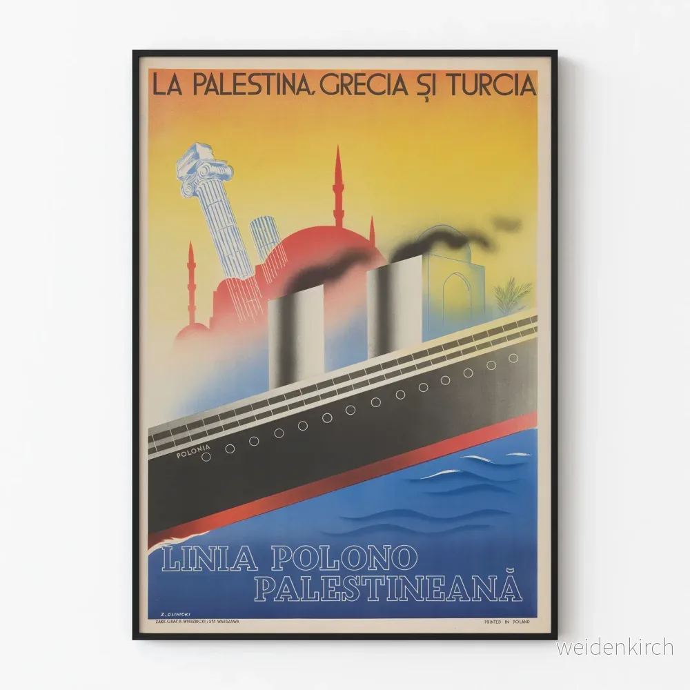 Vintageaffisch med maritim linje, polsk-palestinsk