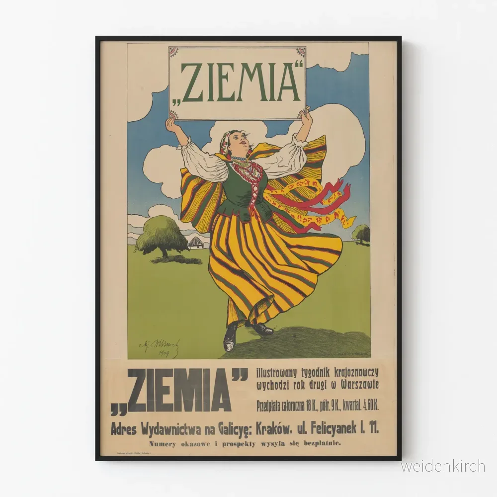 Vintageposter Ziemia folkloristisk väggdekoration Vintageposter Ziemia folkloristisk väggdekoration