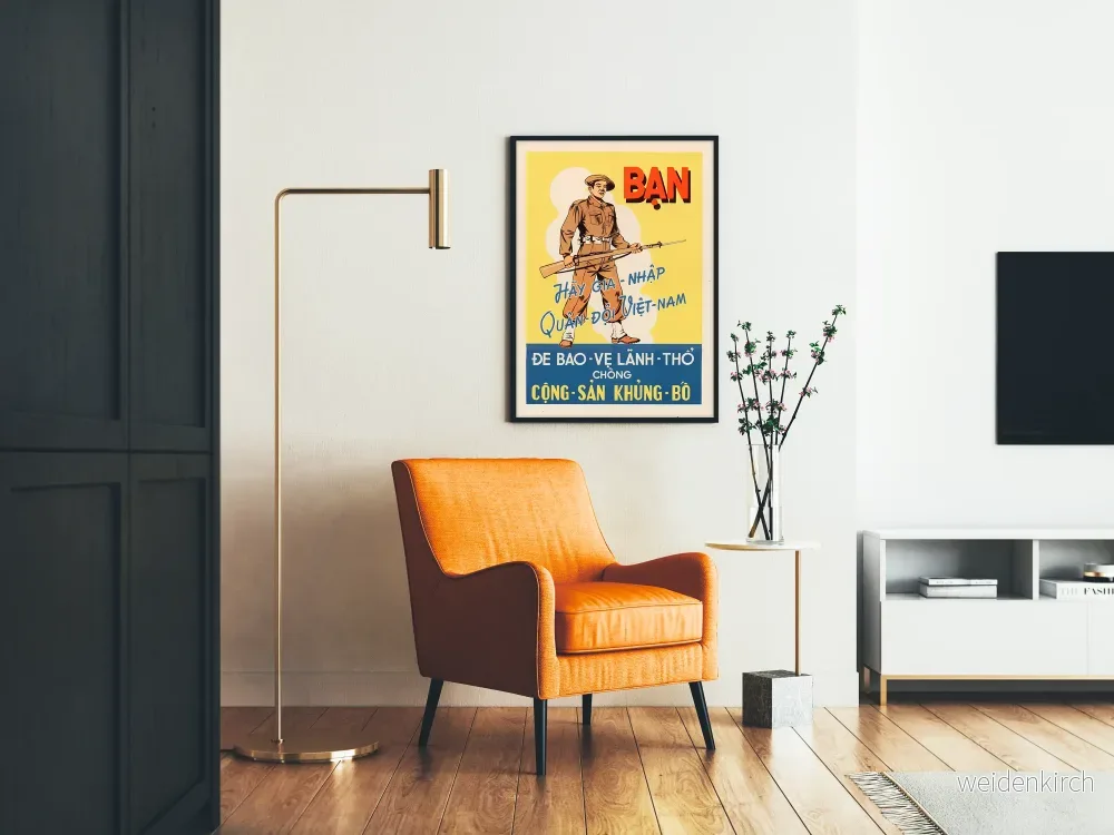 Vietnamese militärpropagandaposter - Vintage väggdekoration - Bild 2