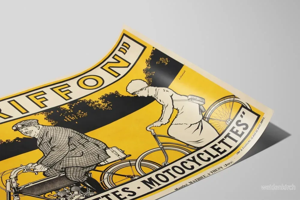 Vintageposter Griffon Cykel och Motorcykel gul - Bild 2