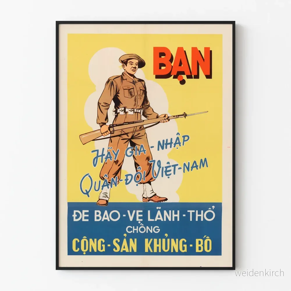 Vietnamese militärpropagandaposter – Vintage väggdekoration Vietnamese militärpropagandaposter – Vintage väggdekoration