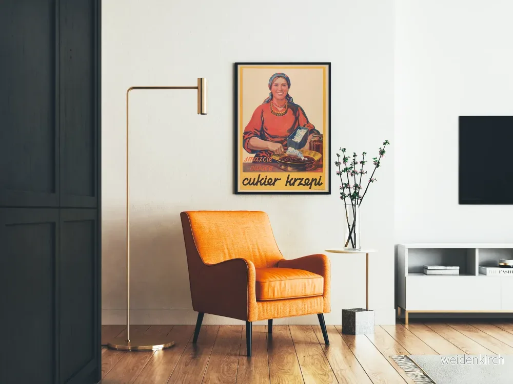 Vintageposter med kökstema, kvinna med socker och frukt - Bild 2