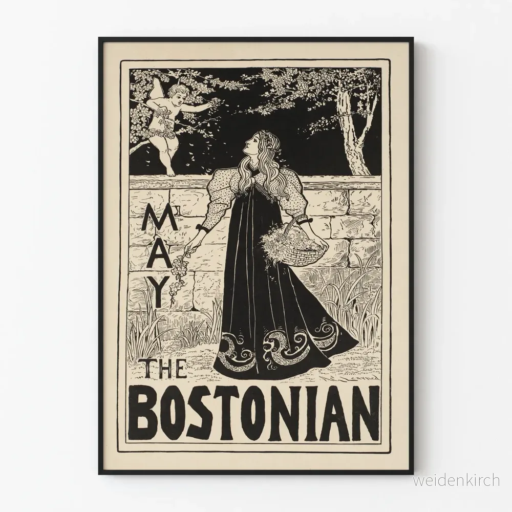 Vintageaffisch The Bostonian Mai i svartvitt