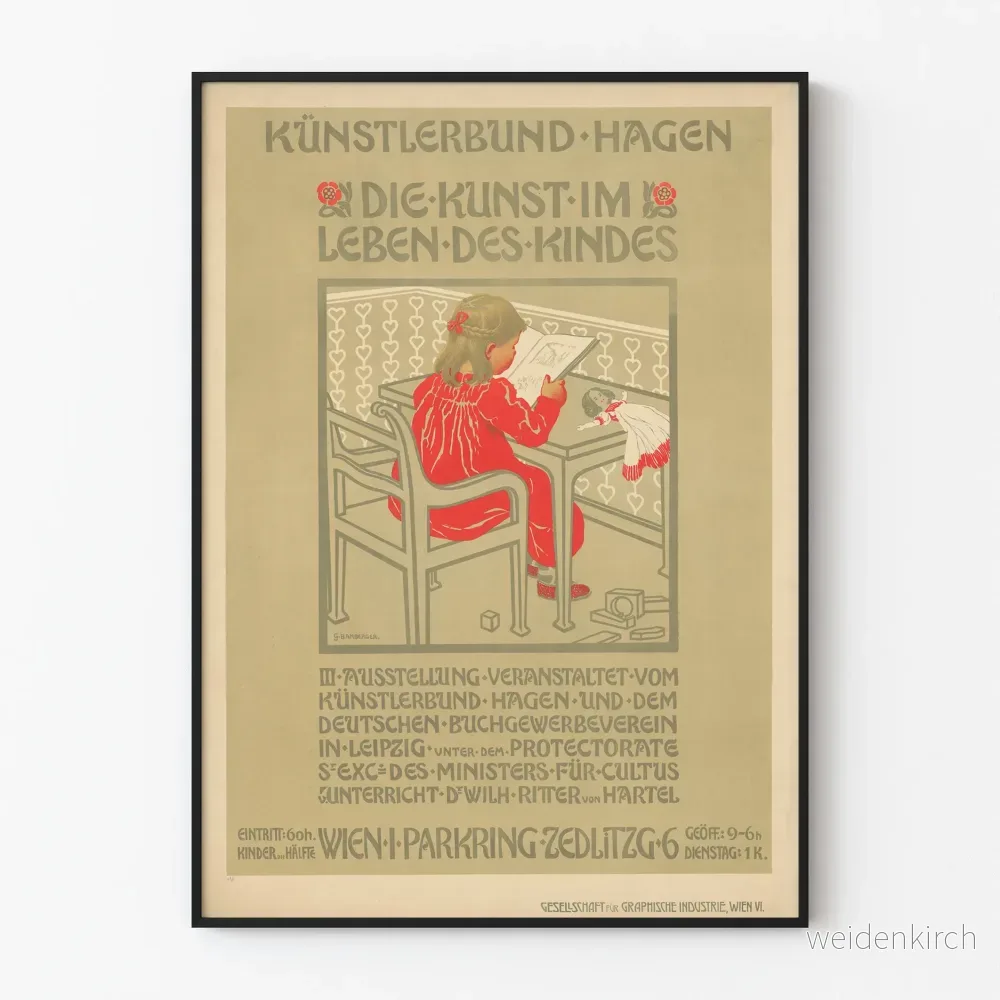 Vintage poster om konst i barnets liv - Retro väggdekoration