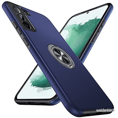 Anqrp Dolda Serier Galaxy S22 5G Fodral - Integrerat Stativ - Militärt Stötsäker - Roterande Ringhållare - I Flera Lager - Blå 736554318406
