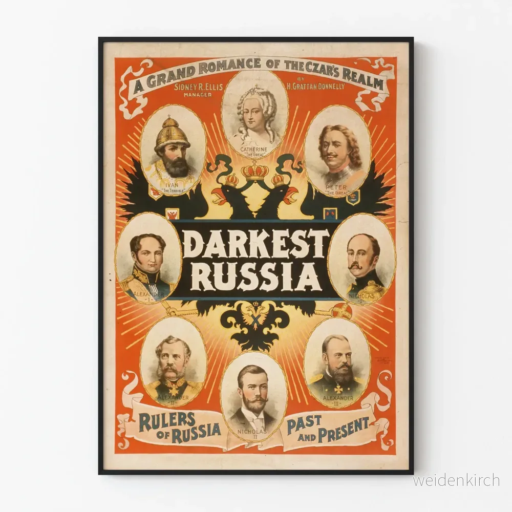 Vintageaffisch Darkest Russia - Tsarernas porträtt