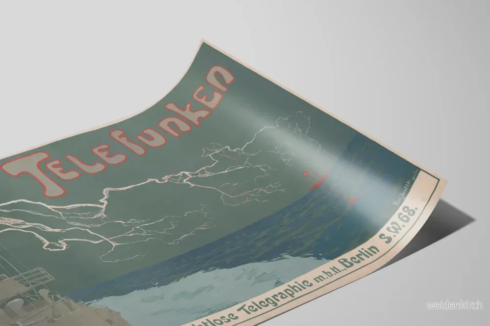 Vintage väggposter med mystisk maritim design från Téléfunken - Bild 2