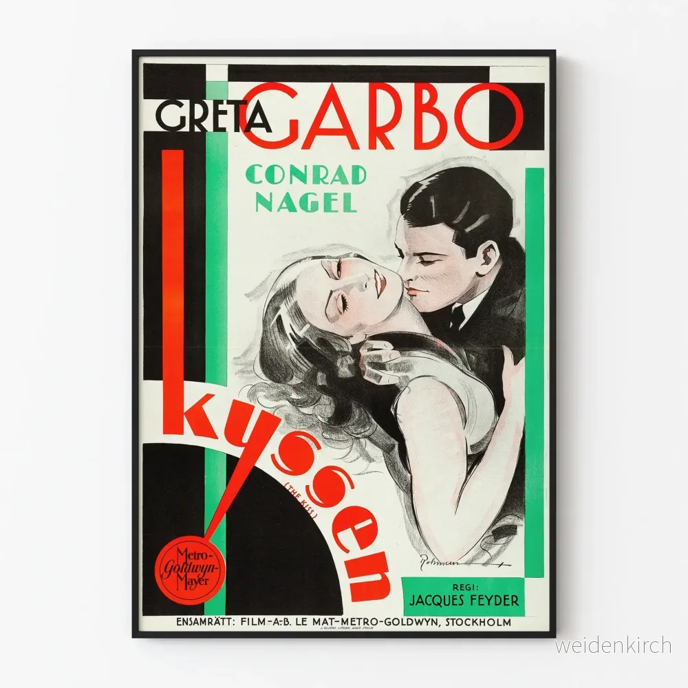 Vintageposter The Kiss med Greta Garbo och Conrad Nagel