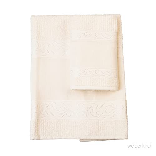 Filet handduksset med 100 % bomullsfrotté broderad Aida tyginsats elfenben 8057017879039