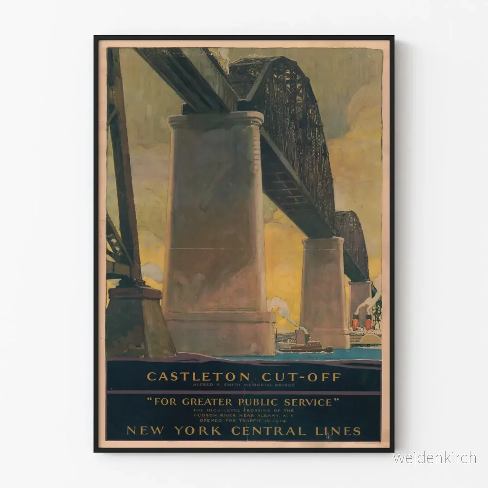 Vintageposter av Pont Alfred H. Smith vid Hudsonfloden - New York Central Lines