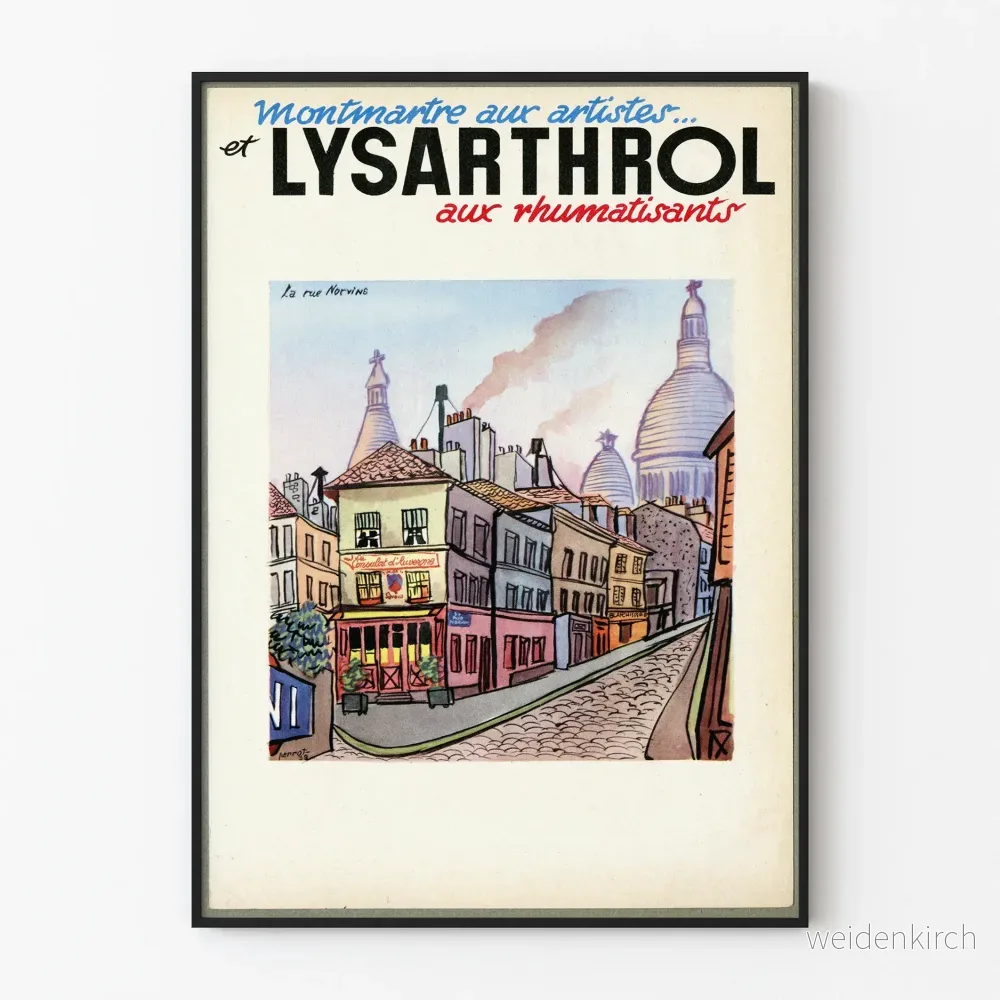 Vintageposter Montmartre Lysarthrol för reumatiker