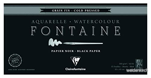 Clairefontaine 975304C målarbok fontaine limmad med 20 ark, fin kornighet x 40 cm 300 g, svart 3329689753043