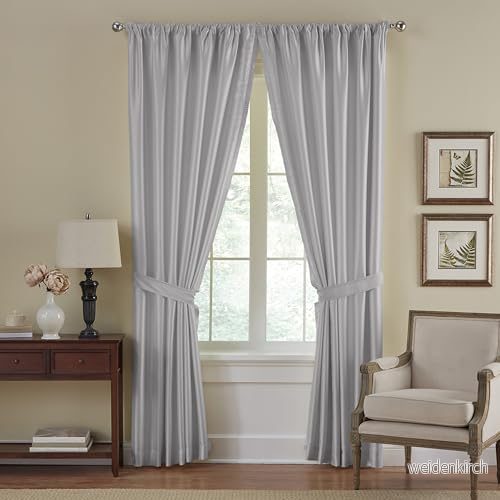 Elrene Home Fashions Versailles mörkläggningsgardiner i fusksiden, gardinpanel, mörkläggningsgardin med stångficka, 132 cm x 213 (52 84 tum), grå, 1 panel 26865722116