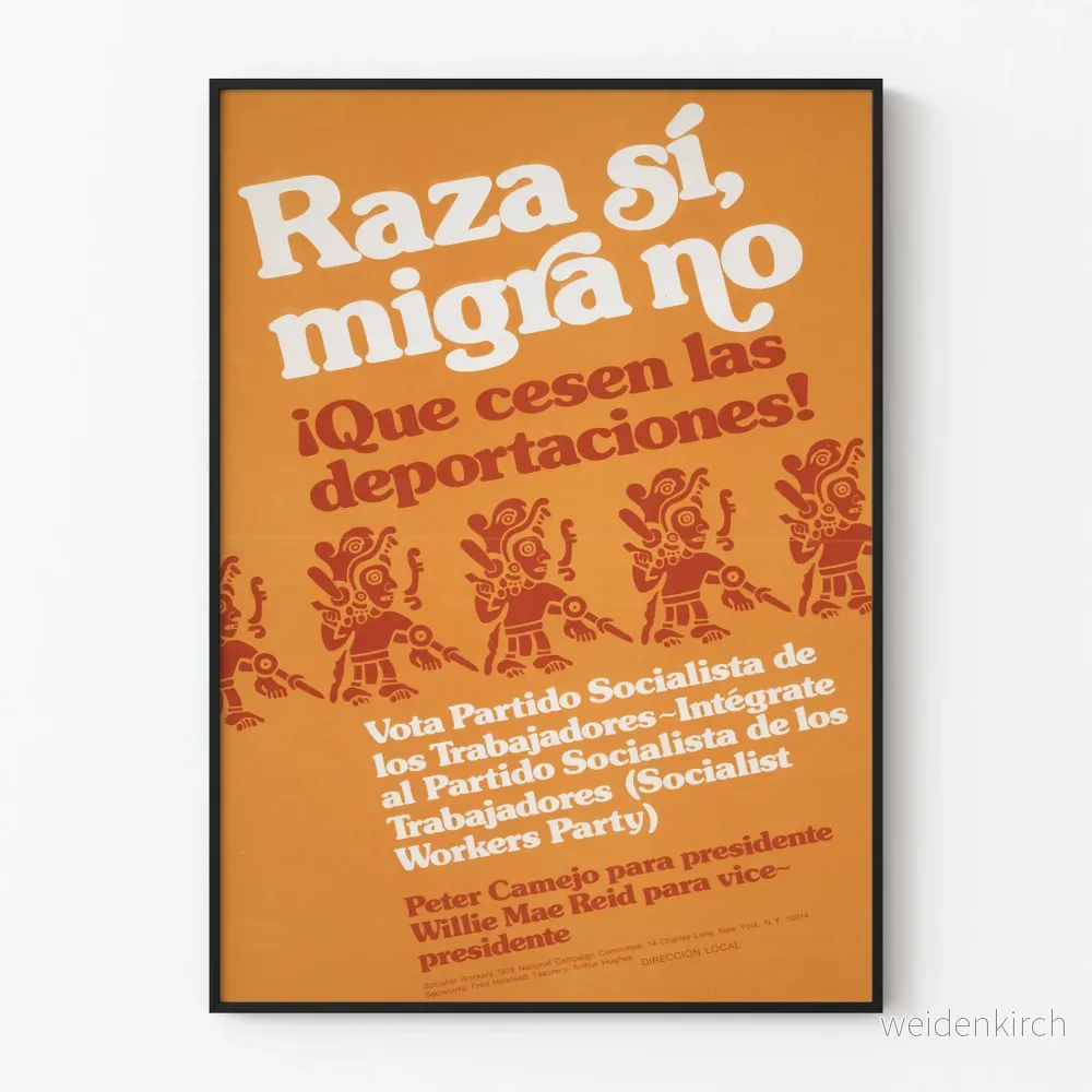 Engagerad poster 'Raza sí, migra no' - Vintage politisk väggdekoration
